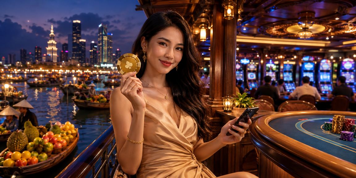 Người chơi theo dõi Jackpot trên điện thoại bên tách cà phê vùng Mekong